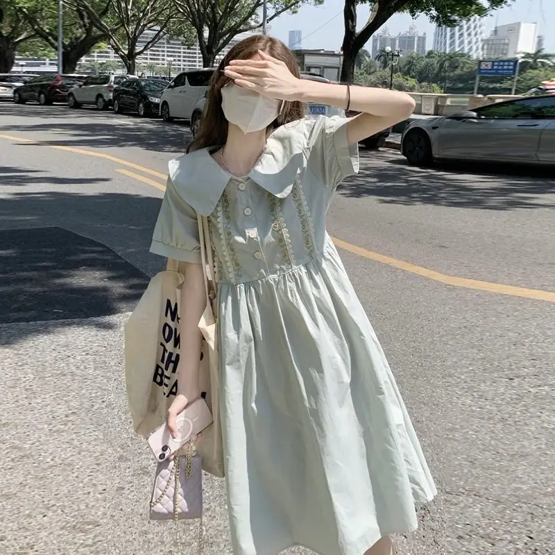 Plus Size 5Xl 150Kg Summer Women Dress Manica Corta Flower Dresses Ladies Casual Maxi Sweet Dress