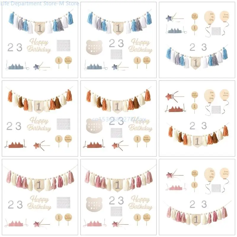 

1 Set Baby Dining Chairs Tassels 1st Birthday Hat for Boys Girls Birthday Party Decorations Set Photography Props