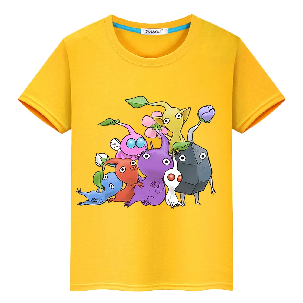 Pikmin Print 100%Cotton T-shirt Short boy girl clothes Cute Tops pride tshirt Summer cartoons Tshirt anime Tees y2k kid Day gift 2