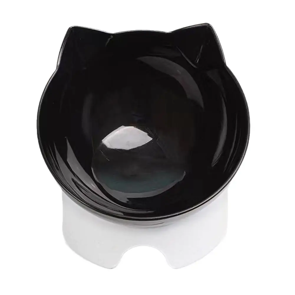 Plastic Tilted Elevated Cat Bowl Pet Food Bowl Tilt Supplies Bowl High Pet Bottom Protector Feeding Neck Antichoking Bowl NEW 3