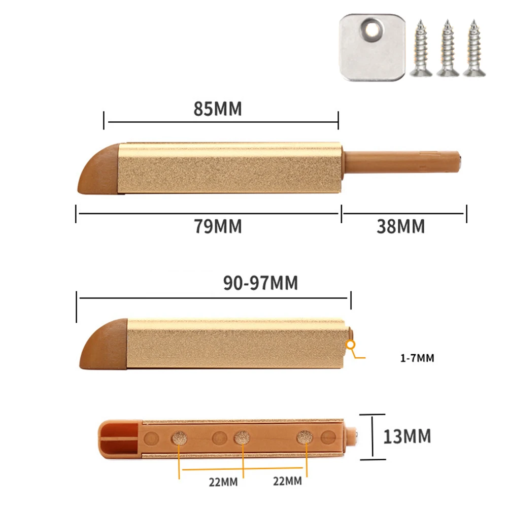 Description Picture 4 of itemAluminum Alloy Heavy Duty Cabinet Door Rebound Device Hinge Cupboard Cabinet Push To Open Touch Release Package Contents
