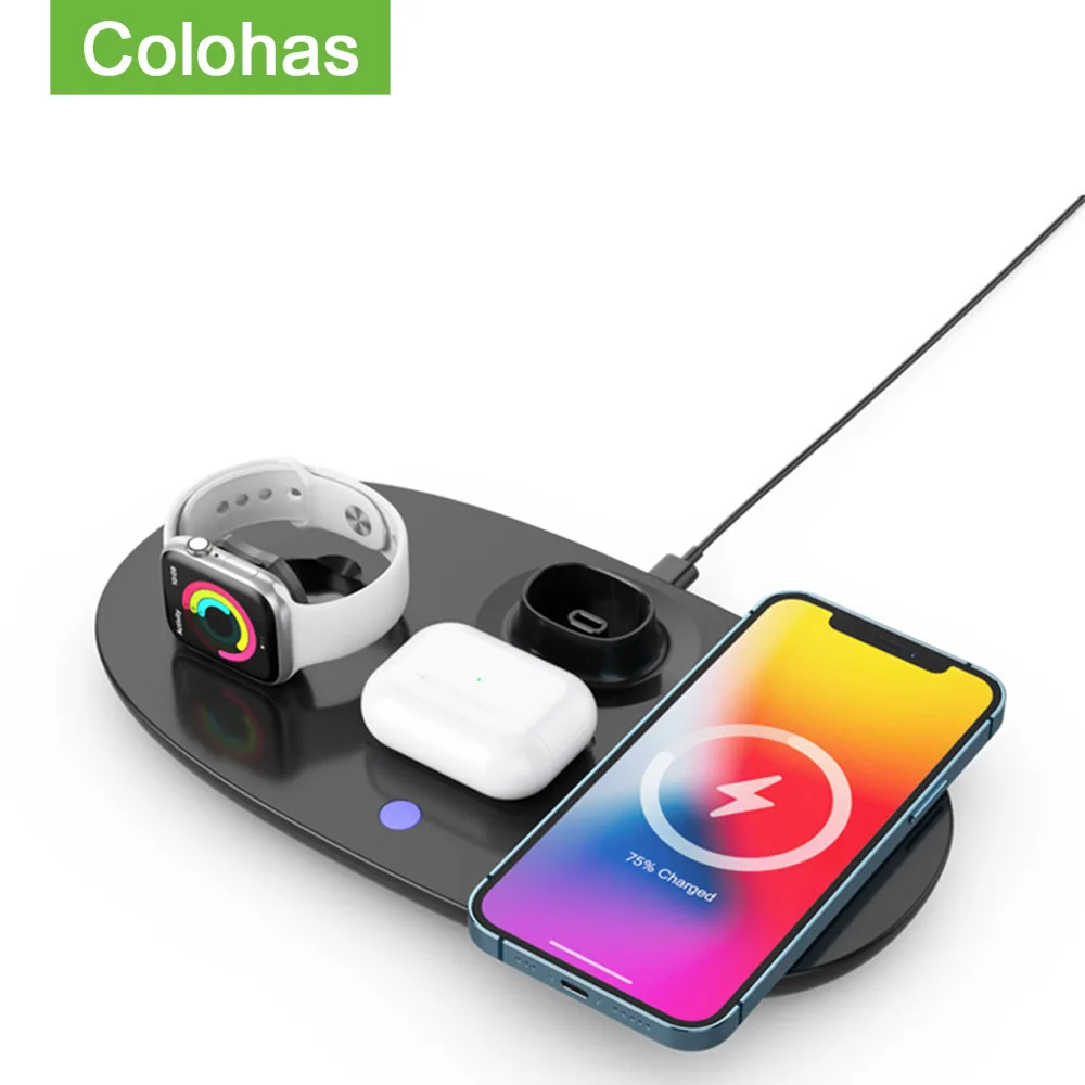 

Fast Charger Desk for Samsung 4in1 15w Qi Quick Wireless Charging Pad USB Micro USB Mobile Phone Charging Station For iPhone