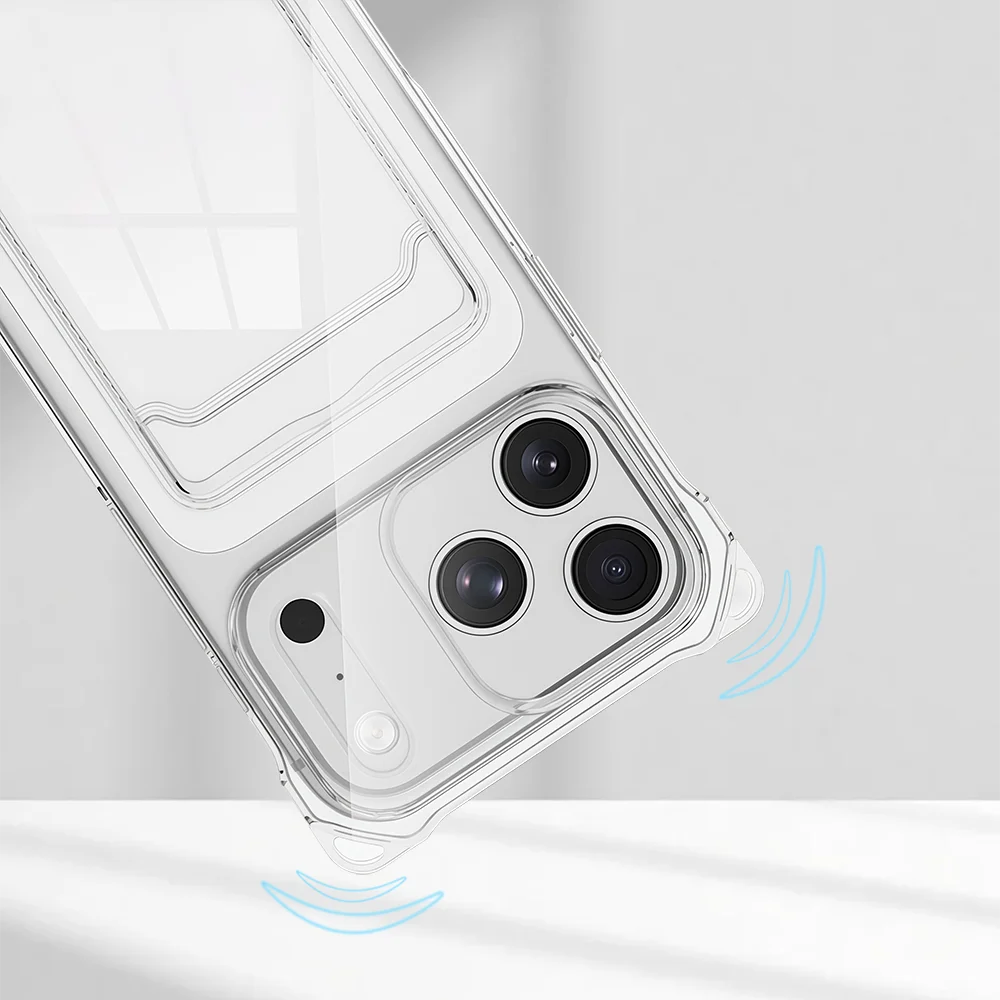 Enhanced Shockproof Silicone Clear Case Cover with Detachable Lanyard and Card Slot