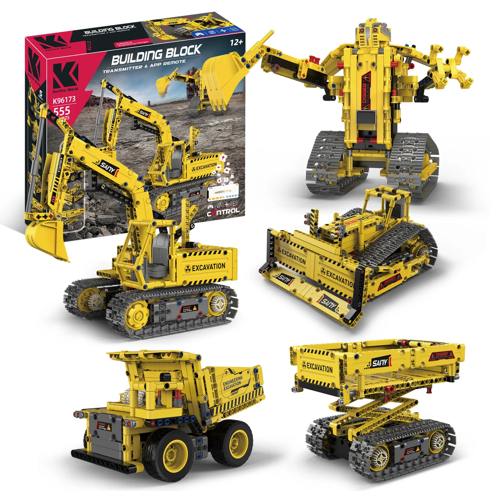 K96173 Technical Car Excavator App Telecomando Power Bricks Building Blocks Engineering Truck Toys For Kids Moc Sets Gift