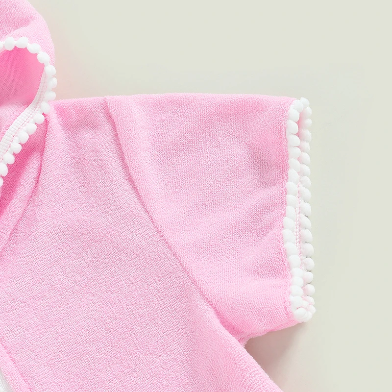 Toddler Girls Swim Cover Up Hooded Zip-Up Terry Swimsuit Coverup Dress Kids Beach Robe Towel Bathrobe Pool