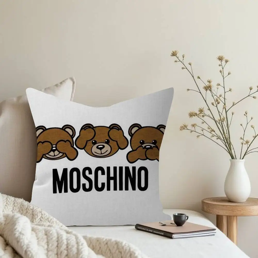 럭셔리 베어 M-Moschino 맞춤형 베개 커버 어린이 침실 와일드 파티 장식 베개 커버 어린이 생일 샤워 선물