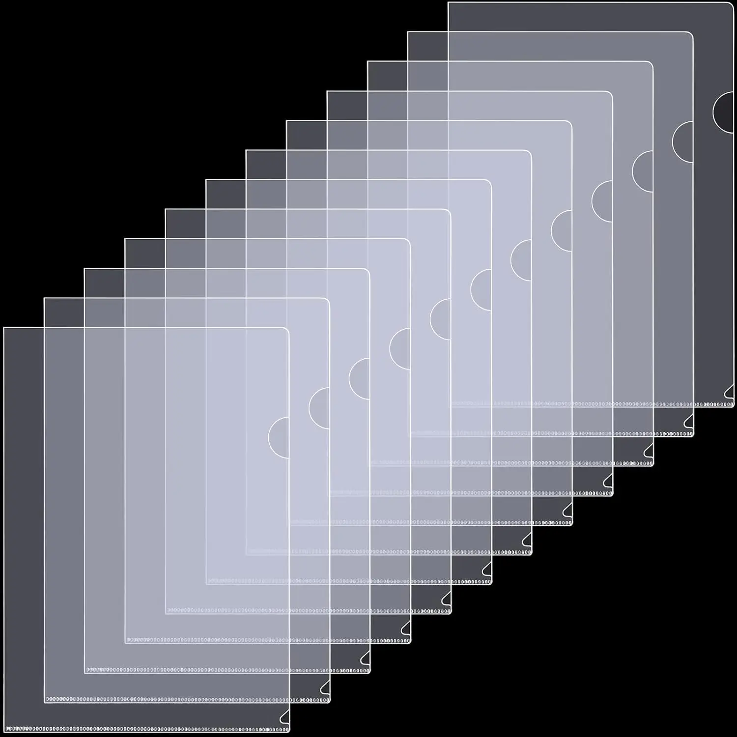 12 חבילות קבצים שקופים - גודל A4 / גודל אותיות שקוף L-סוג נייר פלסטיק מושלם לציוד לבית הספר ולמשרד