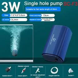 Whisper-Quiet Aquarium Oxygen Air Pump with Check Valve - Efficient Oxygenator and Aerator - 220V (3w Single hole set)