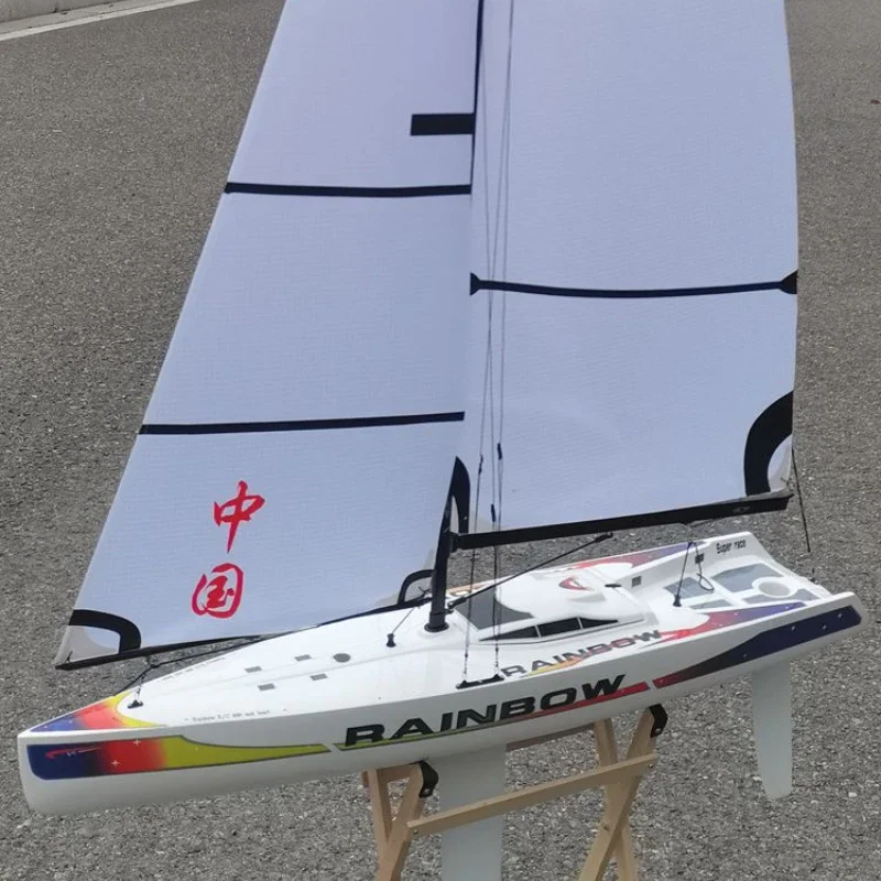 RC Boat Sailing Model 2.4G Rainbow 880 Electric Sailing Model Glass Steel Body Pure Wind 3