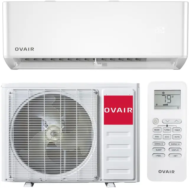 9K BTU Wall Mounted Air Conditioner, Inverter, Cools up to 250 Sq Ft, Remote Control 1