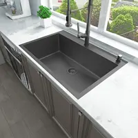 33"" X 22"" X 9"" Drop In Single Bowl Kitchen Sink With 18 Gauge 304 Stainless Steel Black Finish Ht3322S-9-B (Sink Only) 2