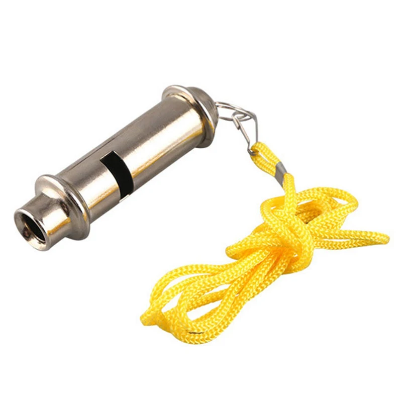 1pc Training Referee Metal Whistle With Neck Chain Outdoor Ball Sports Dog Trainning Emergency Security School