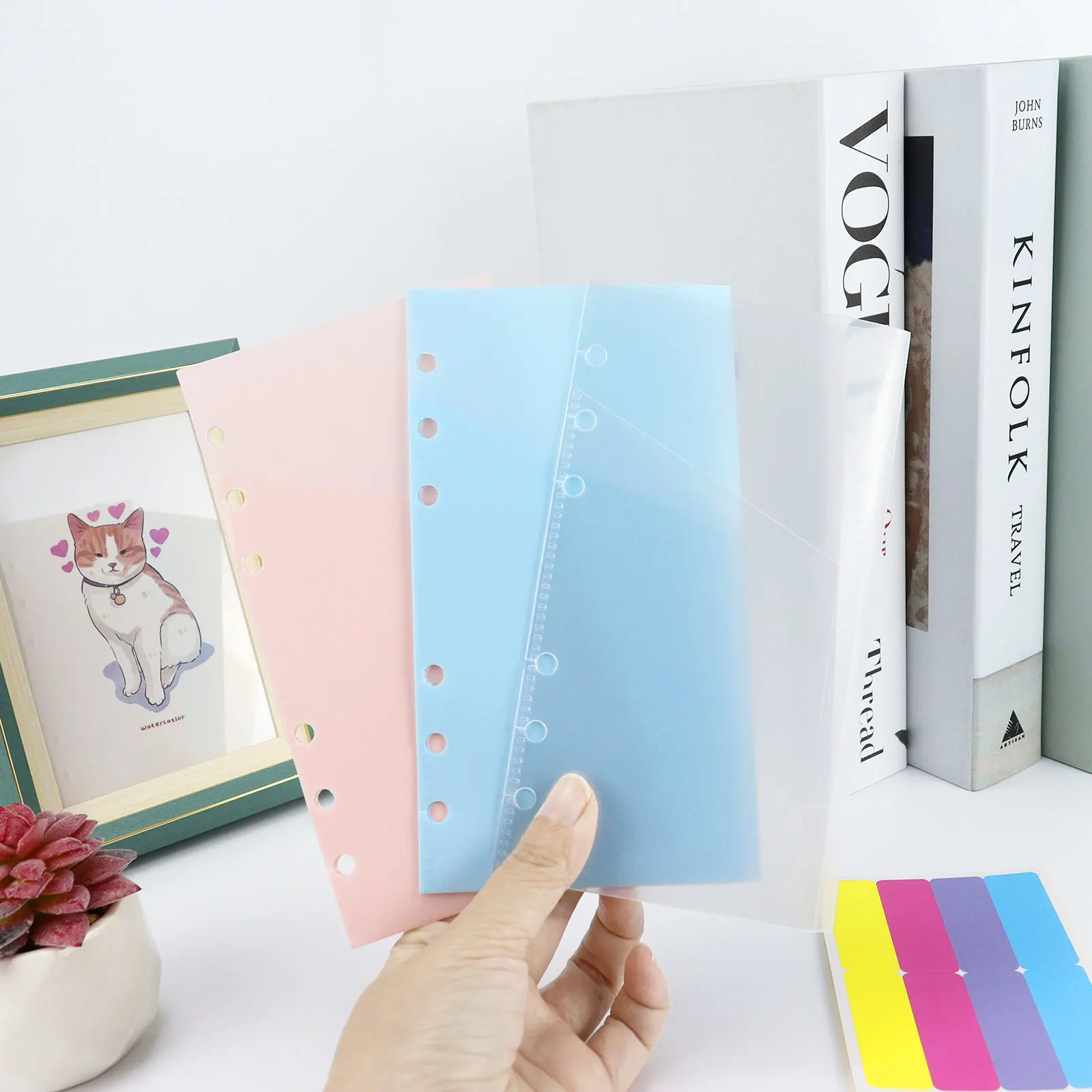 A6 Binder Double Pockets Binder Folders for 6 Ring Notebook Divider Page Waterproof PVC Leaf Document Filing Bag