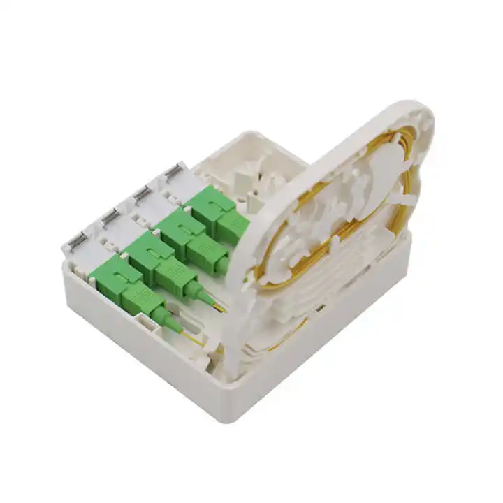 4 Core SC APC/UPC fiber Cable, FTTH shutter Fiber Optic Terminal Box ,SC APC adapter 2 port fiber optic splice box