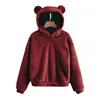 Autumn Winter Women's Hoodies Winter Women Long Sleeve Rabbit Ear Hood Sweatshirt Cute Plush Warm Casual Hoodie Tops 5