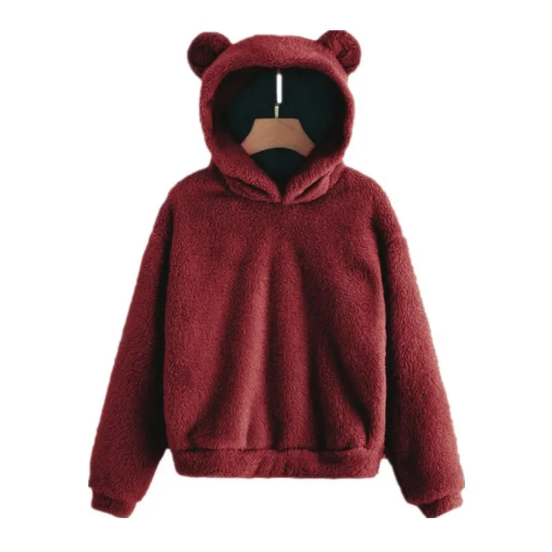 thumbnail image 5 of Otoño Invierno sudaderas con capucha de mujer de invierno de manga larga con orejas de conejo sudadera Linda felpa cálida Casual Sudadera con capucha Tops, 5 of 5