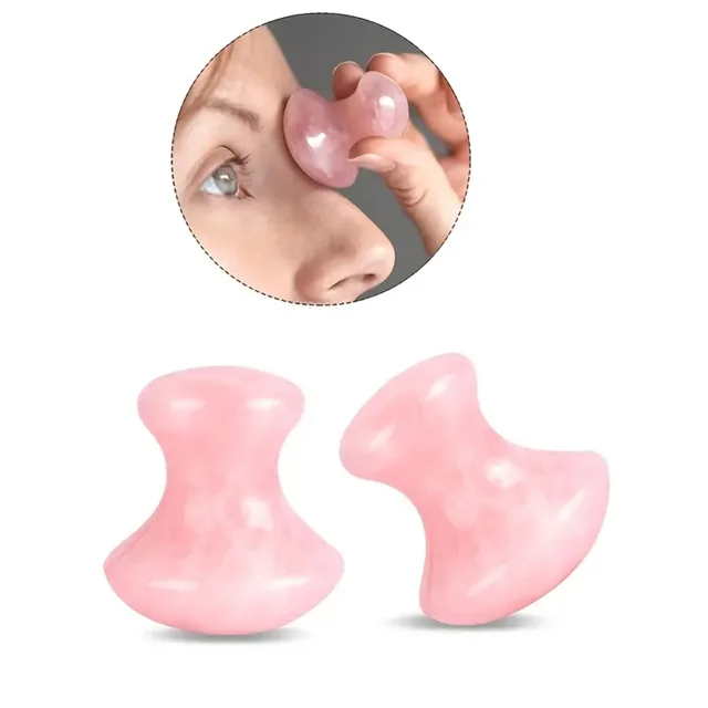 1pc 100% Natural Rose Quartz Mushroom Eye Massager Gua Sha Stone for Facial Rejuvenation - Image 2