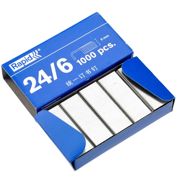 1000개 24/6 6mm 아연 도금 스테이플 고급 문구류 제본기 리필 세트 헤비 듀티 스테인리스 스틸 메탈