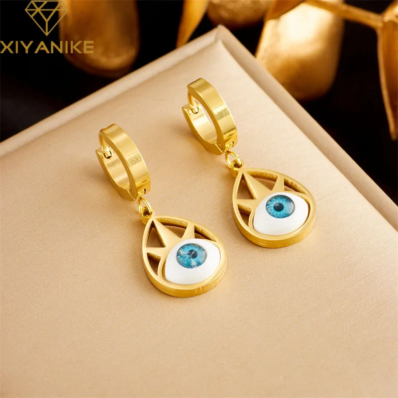 XIYANIKE 316L Stainless Steel Earrings Eyelash Eyes Pendant Accessories for Women Lovely New Trend Christmas Jewelry Gift Серьги