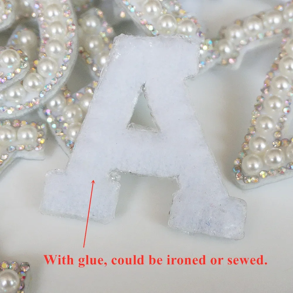 Rhinestone & Pearl Iron-On Patches - Alphabet Letters A-Z For DIY Clothing & Bag Decoration (Letter F Shown) - View #6