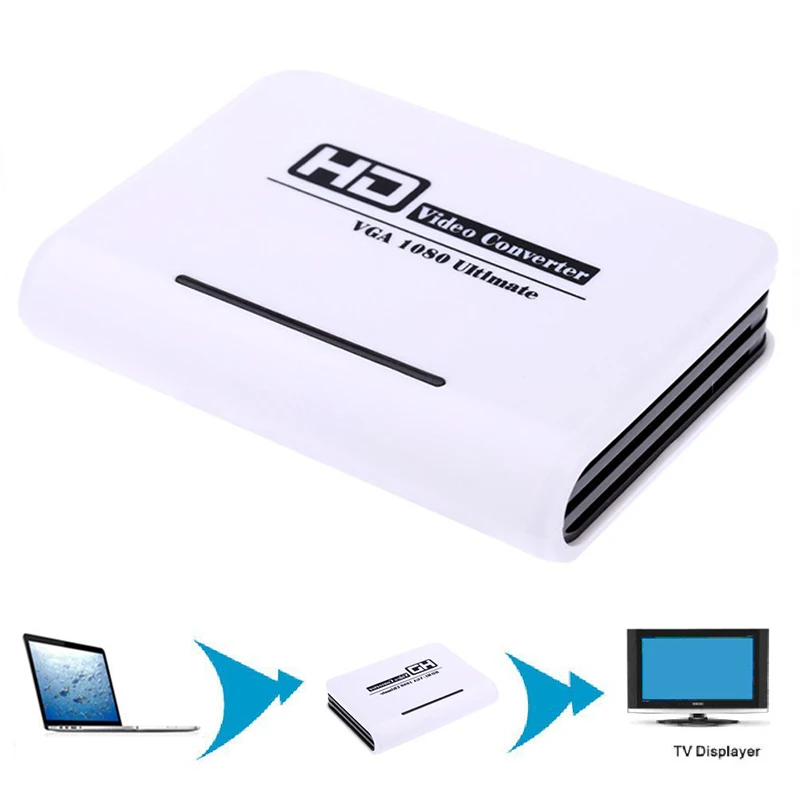 

VGA to HDMI-Compatible Adapter 1080P Full HD HDTV Video Audio Converter Plug and Play Quick Installation Simple Operation