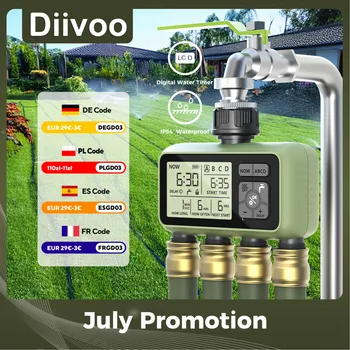 Diivoo Garden Water Timer 4 Zone Programmable Automatic Irrigation Timer with Rain Delay Manual/Auto Mode Watering for Lawn Yard 1
