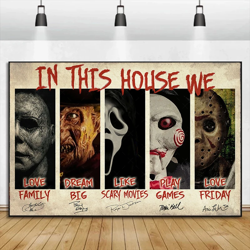 thumbnail image 1 of Póster de película de terror clásica In This House, pintura en lienzo, impresión HD, imagen de arte de pared para sala de estar, decoración de Halloween para el hogar, 1 of 5