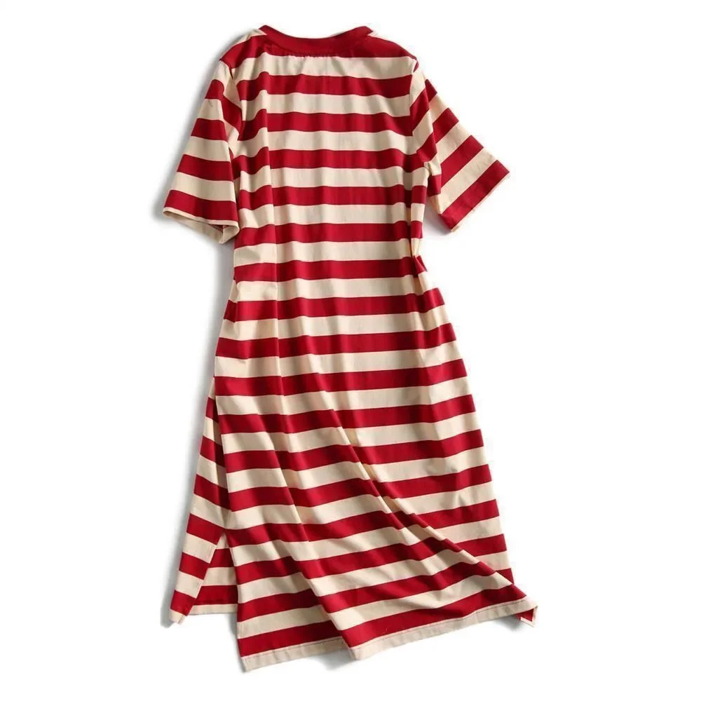 Women Dress Woman Loose Thin Dresses Striped Letter Costume for Lady Summer Femal Normal Clothes Plus Size 3xl