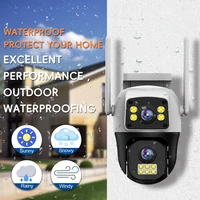 Caméras IP PTZ de surveillance extérieure sans fil WiFi avec détection humaine, double objectif, double écran, carte SIM 4G, 8MP 6