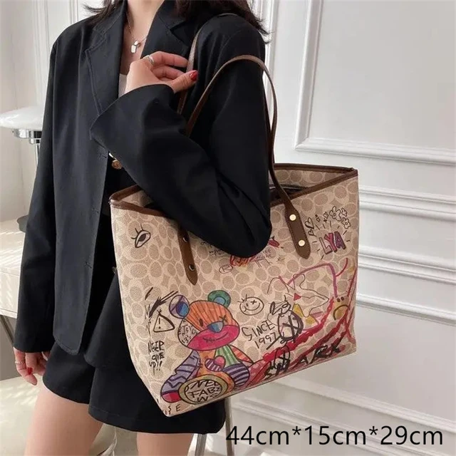 Designer Women Accessories Graffiti Tote Bag Luxury Brand L Never