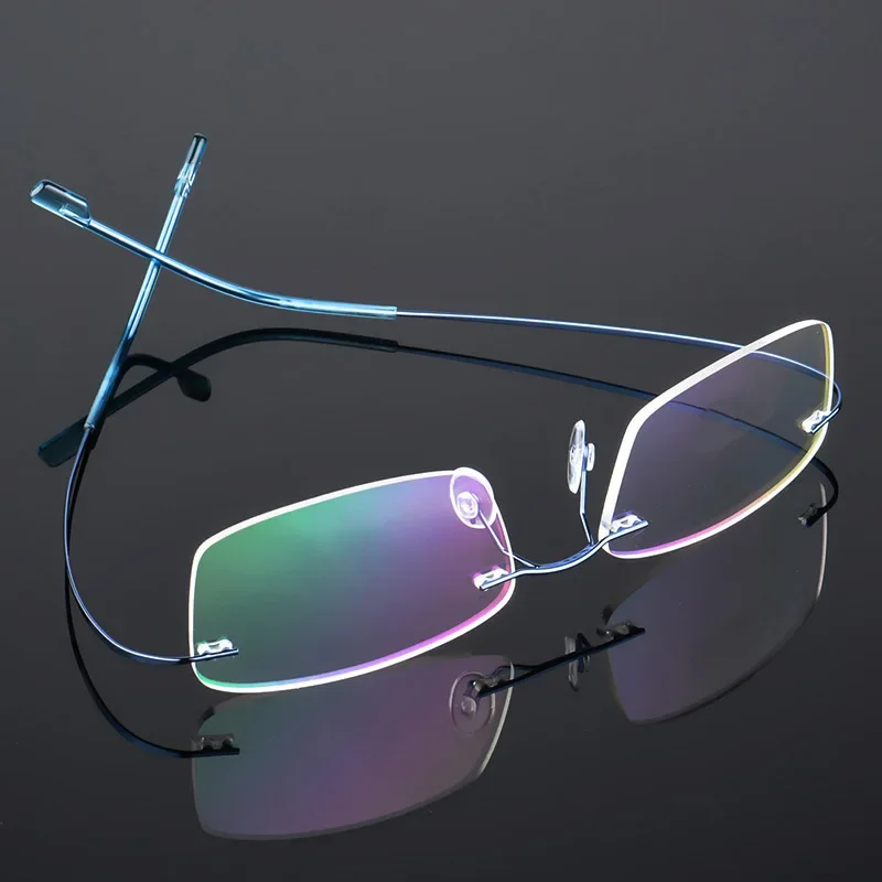 Ultralight Frameless Eyeglasses Titanium Alloy TR90 Glasses Frame Men Super Stretch Metal Temple Eyeglasses Frames