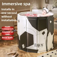 Folding Bath Bucket Adult Full Body Bath Tub Household Swimming for Children 70CM Quick-opening Bracket-free PVC Material 1