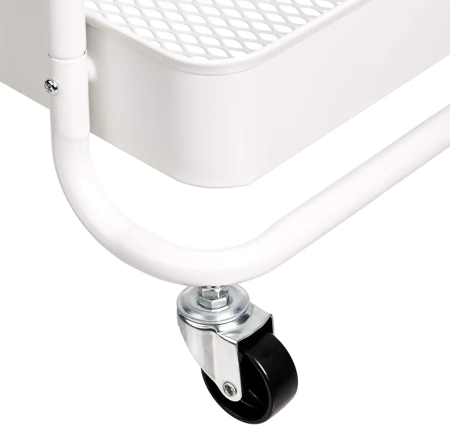 2-Tier Metal Kitchen/Utility Cart with Shelf, White 3