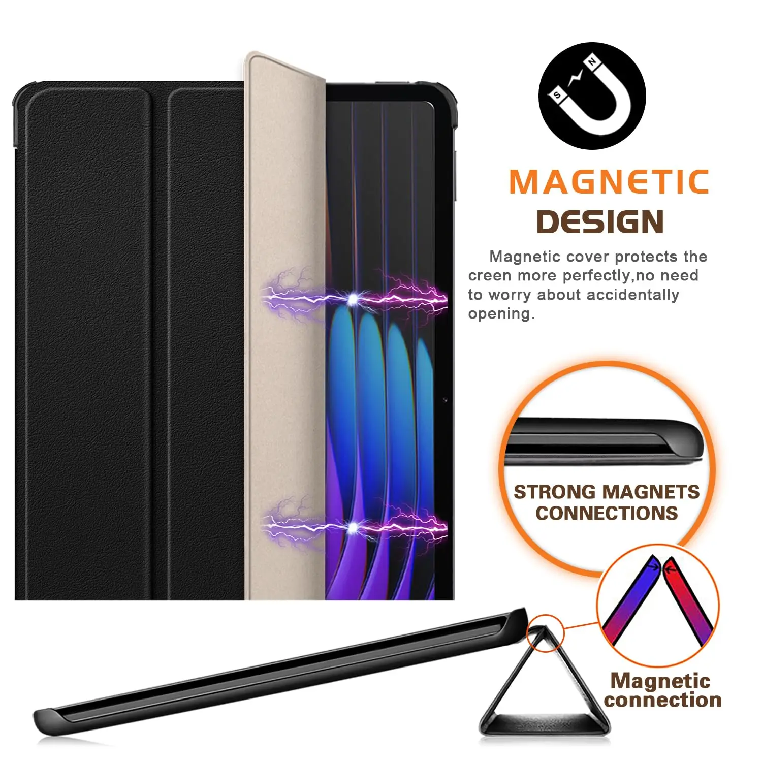 Magnetic Suction Tablet Case with Auto Wake/Sleep and Soft TPU Shell