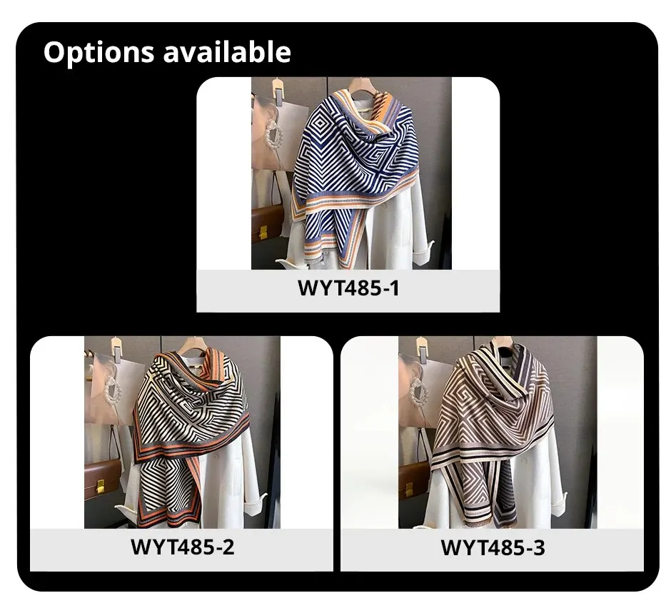Kvinders vinter Cashmere Bufanda tørklæde Luksusprint Tykt Pashmina Varmt Warp tæppe med kvast rejse ponchostole_voghion.com