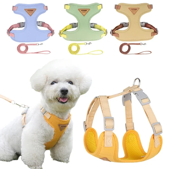 Puppy Harness and Leash Set, Breathable Pet Harness for Small and Medium-Sized Dogs and Cats, French Bulldog, Chihuahua, Poodle Pet Supplies