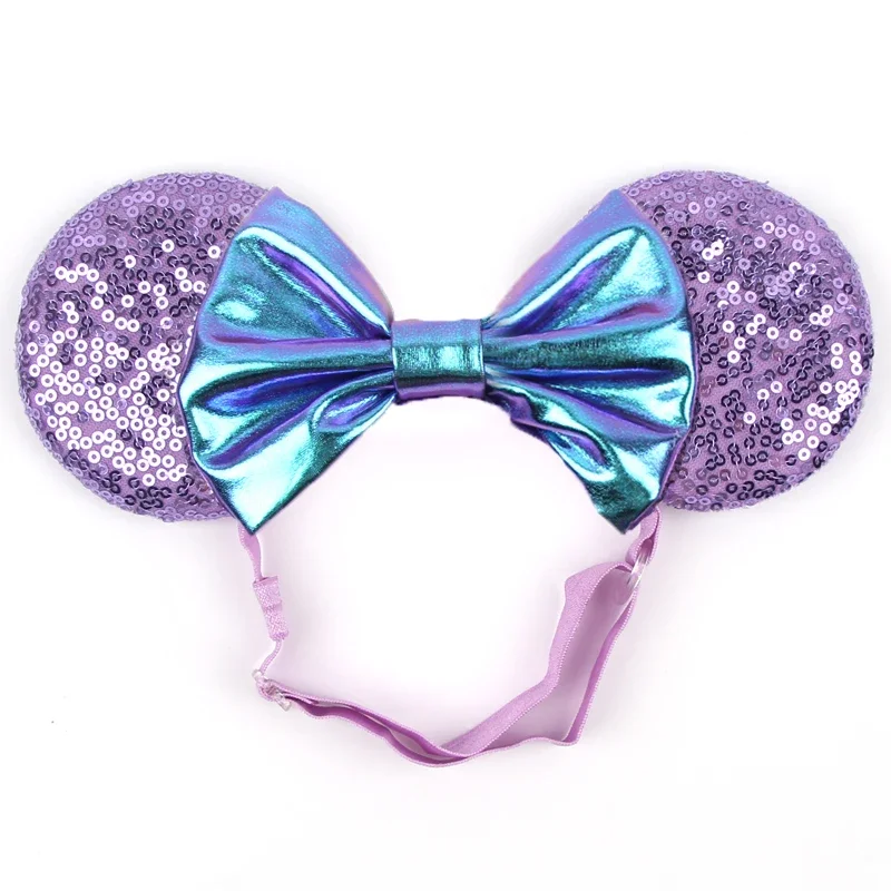 1 Stück Mausohren Verstellbares Elastisches Haarband für Babys und Erwachsene mit Pailletten, 5" Schleife Haarband für Mädchen, Festival, Party, DIY Haaraccessoires – Detail 20