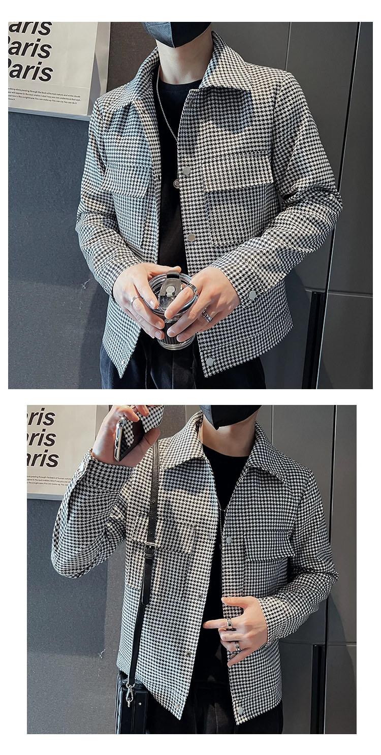 Casual slim fit plaid jacket in stylish design3