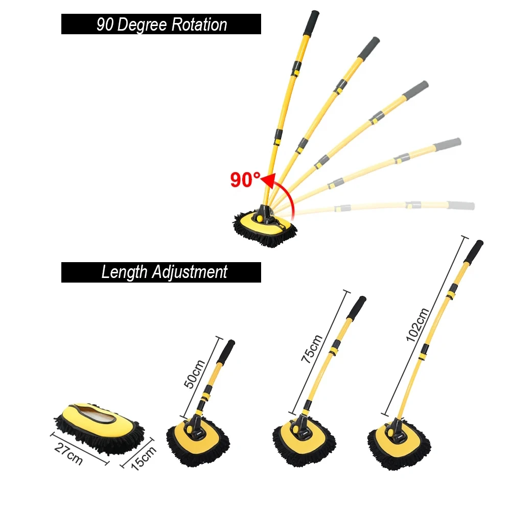 Car Cleaning Brush Car Wash Brush Telescopic Long Handle Mop Super Absorbent Chenille Broom Detailing Adjustable Auto Accessory