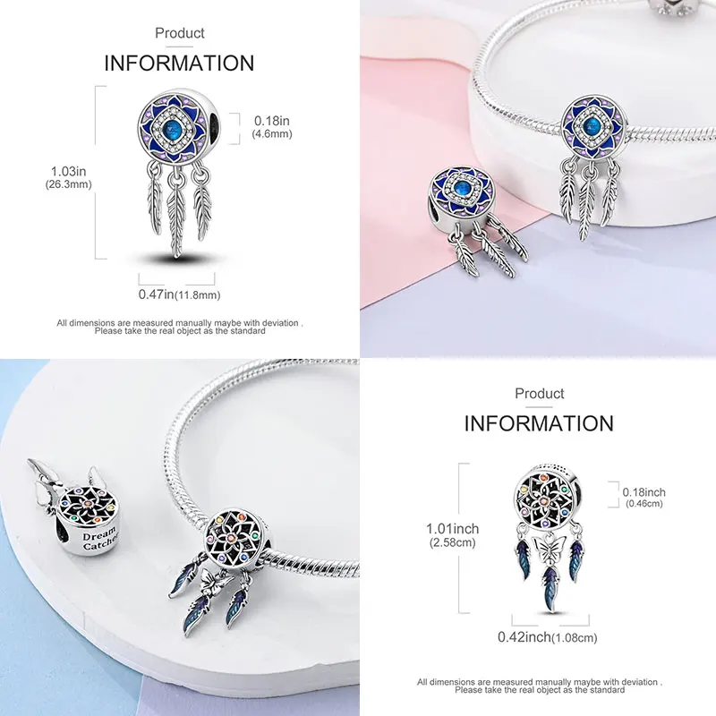 Original 925 Sterling Silver Lucky Dreamcatcher Earrings Necklace Bracelet Ring Sets For Women Jewelry DIY Accessories Gifts