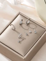 8PCS Elegant Synthetic Cubic Zirconia Flower Sweet Earrings Holiday Jewelry Accessories 2