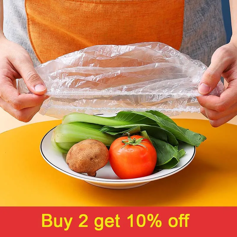 

100pc Disposable Food Cover Reusable Elastic Fresh Food Cover Stretch Wrap Bowl Dish Cover Storage Fresh Keeping Bag Shower Cap