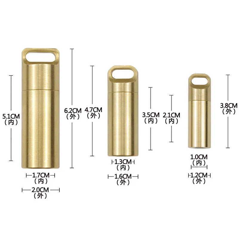 Storage Box Medicine Storage Container Copper Waterproof Pill Box Travel Pill Case Vitamins Container Mini Brass Capsules Organizer