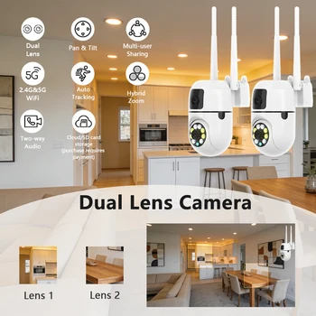Dual Lens WiFi Minion Camera 2PCS - Indoor Outdoor Waterproof, Smart Motion Detection, Cloud Storage, Remote View Surveillance 1