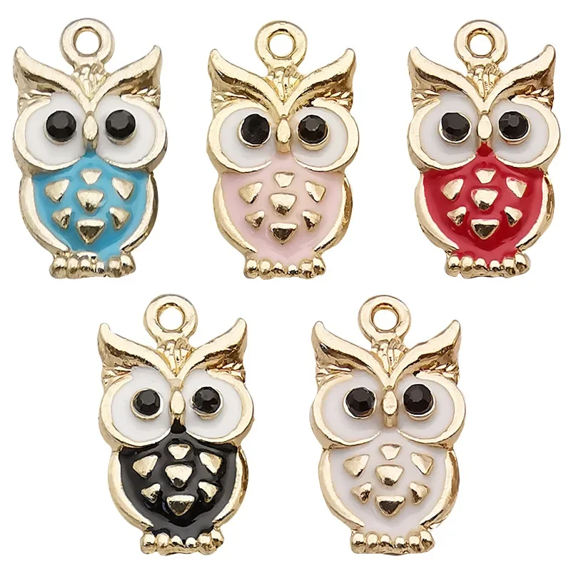 15PCS KC Legierung Emaille Schöne Eule Charms Für Schmuck Machen DIY Ohrringe Zubehör Armband Halskette Anhänger Großhandel Versorgung