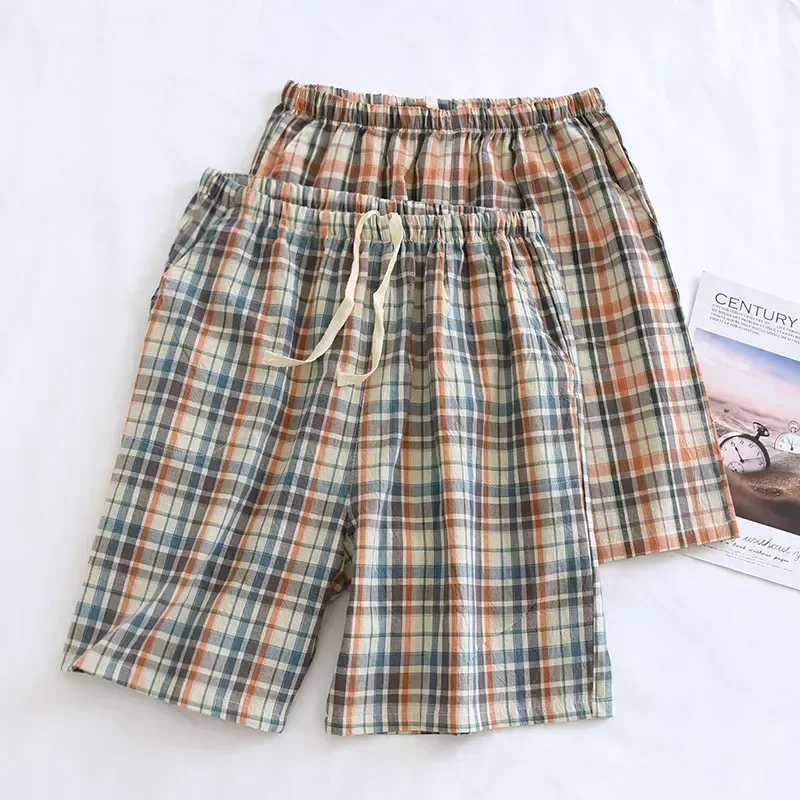 

Size Plaid Pants Lounge Casual Thin Cotton Shorts Summer Pajama Large Home Men's Newest And for