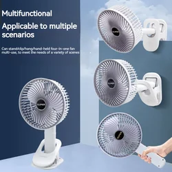 Portable Fan USB Rechargeable Handheld Fan 3-Speed Cordless Clip-On Circulator Cooling Fan for Office Camping Desktop