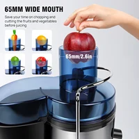 Extracteur de jus centrifuge, pour fruits et légumes entiers, 400W, bouche large de 65 mm, 2 vitesses, facile à nettoyer et à utiliser, design compact et anti-goutte. 4