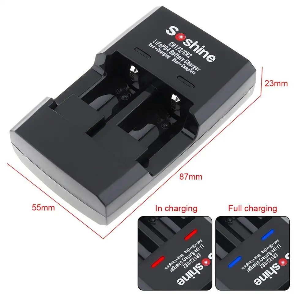 Chargeur USB Double Pour Piles Lithium CR123 / CR2 - Neuf