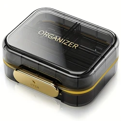 Portable Oversize Pill Organizer with 7 Airtight & Moisture - Proof Compartments (Black)